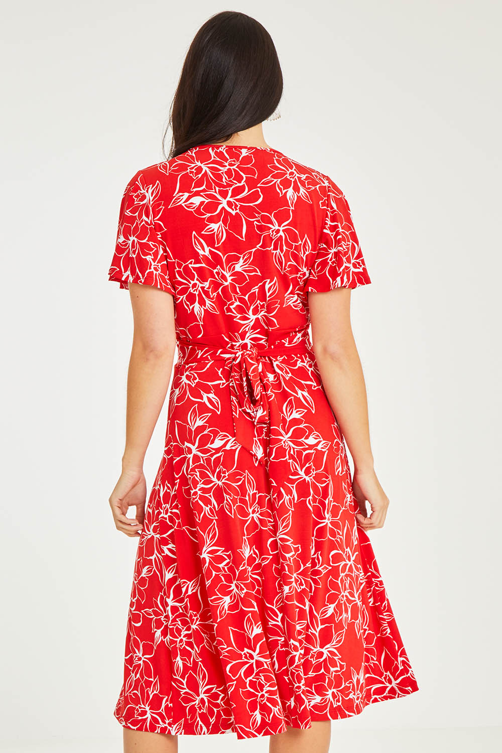 Preloved The Printed Jersey Faux Wrap Dress - Redfloral