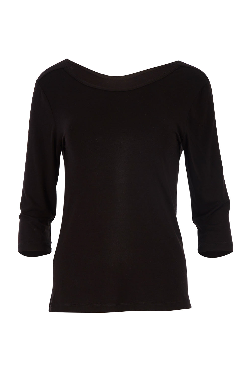 Product shot of The Reversible Cowl Neck Top in colour Black (Black), detail