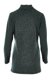 Product shot of the Belle Cowl Swing Sweater in colour Green (Green), from the back