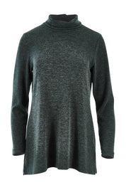 Product shot of the Belle Cowl Swing Sweater in colour Green (Green), from the front