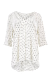 Product shot of the Belle Polka Dot Blouse in colour WhiteSpot (White), from the front