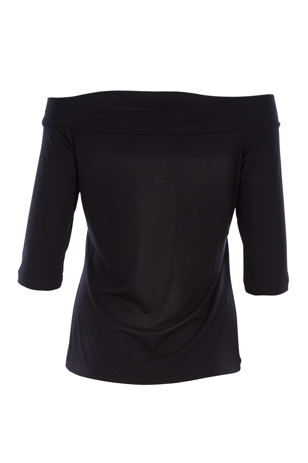 Product shot of the Belle Half Sleeve Boat Tee in colour Black (Black), from the back