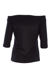 Product shot of the Belle Half Sleeve Boat Tee in colour Black (Black), from the back