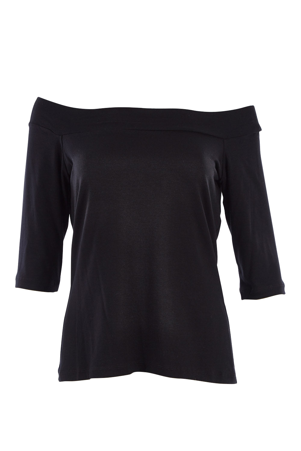 Product shot of the Belle Half Sleeve Boat Tee in colour Black (Black), from the front
