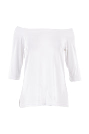 Product shot of the Belle Half Sleeve Boat Tee in colour White (White), from the front