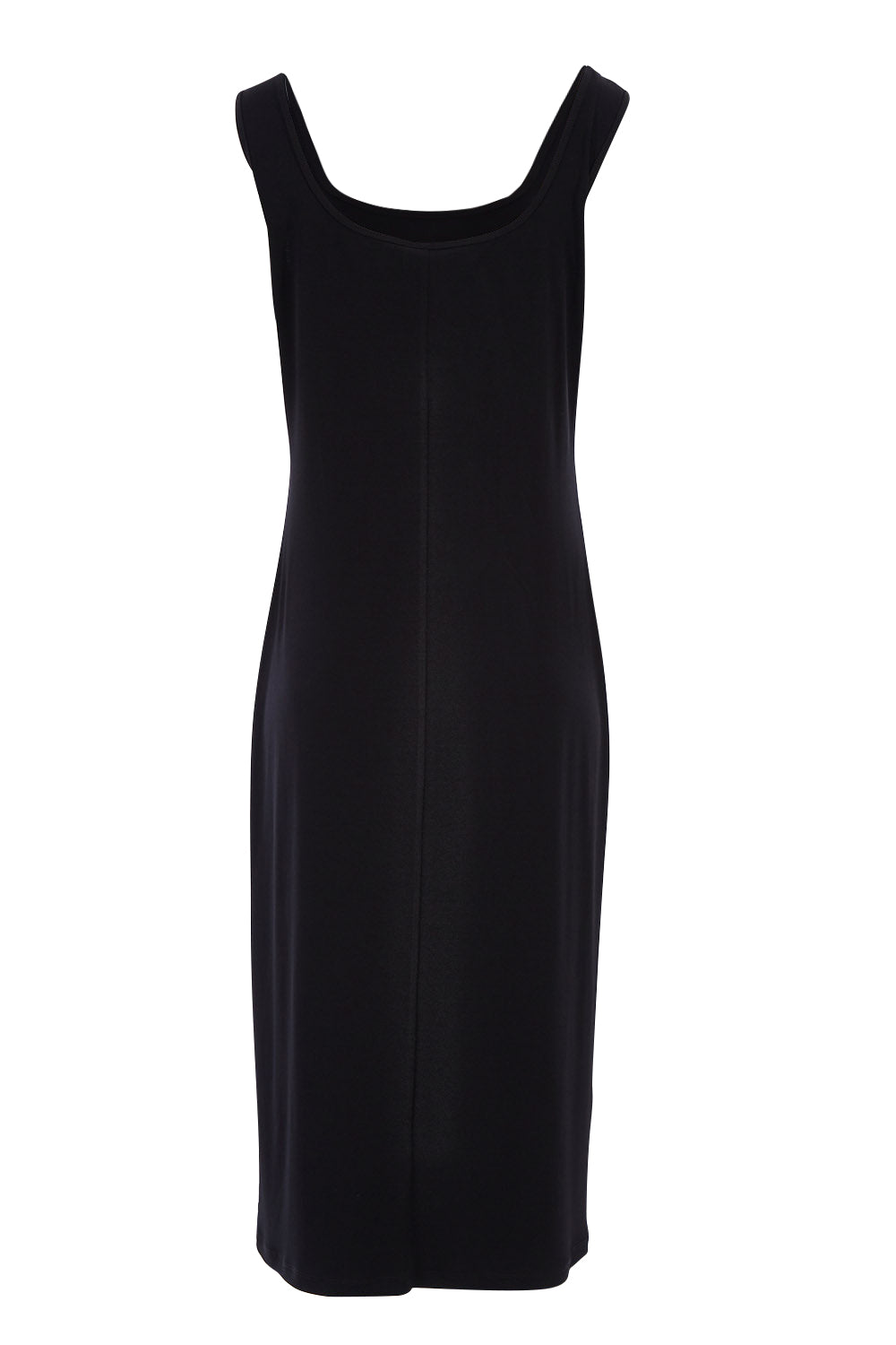 Product shot of the Belle Basic Slip Dress in colour Black (Black), from the back