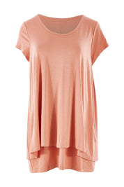 Product shot of the Belle New Cap Sleeve Forgiver Tee in colour Mutedclay, from the front