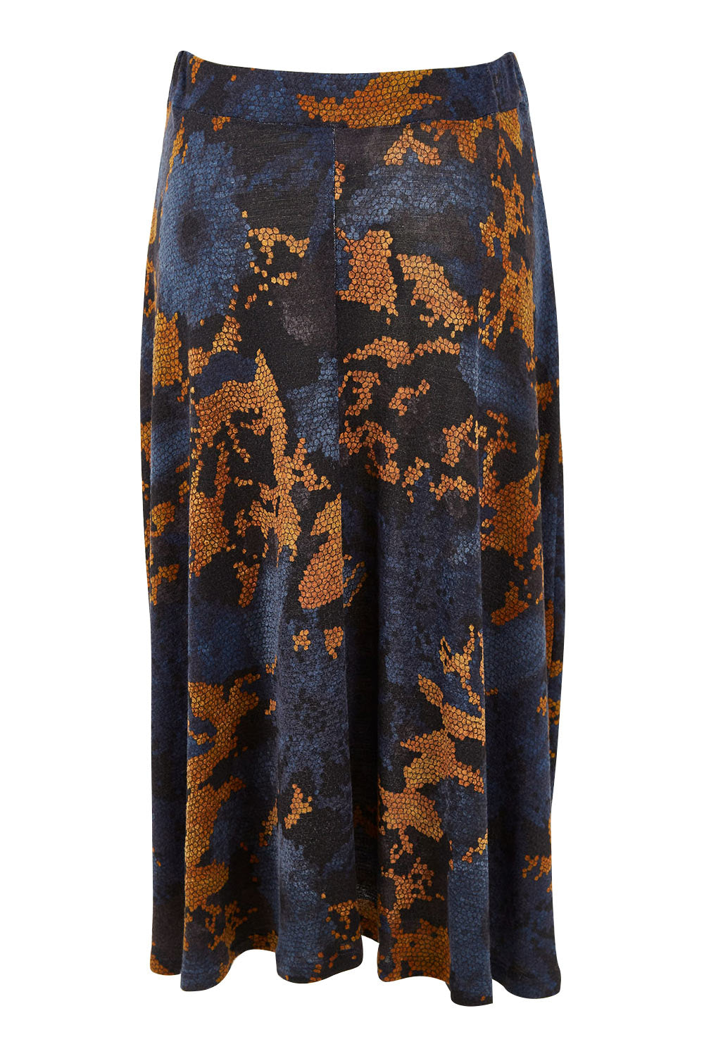 Product shot of the Belle Python Knit Full Skirt in colour Python (Blue), from the back