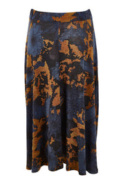 Product shot of the Belle Python Knit Full Skirt in colour Python (Blue), from the back