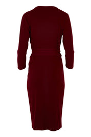 Product shot of the Belle Basic Wrap Dress in colour Shiraz (Purple), from the back