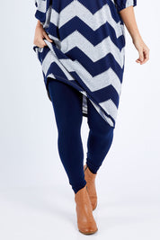 Model Laura wearing size 12 of the Belle Legging in colour Navy (Blue), from the front, cropped image