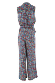 Product shot of the Belle Ditsy Floral Jumpsuit in colour Ditsyflora (Blue), from the back