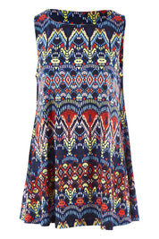 Product shot of the Belle Aztec Trapeze Top in colour Aztec (Red), from the front