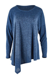 Product shot of the Belle Wooly Knit Throw Over in colour Denimblue (Blue), from the front