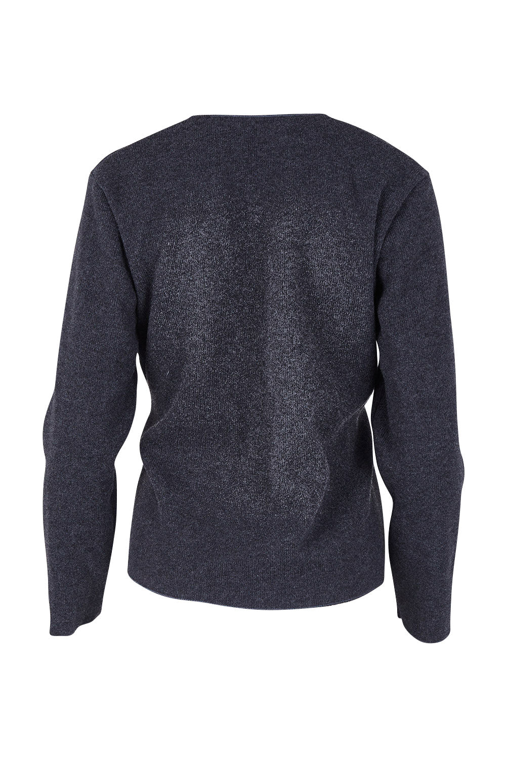 Product shot of the Belle Wool Blend Cardi in colour Charcoal (Grey), from the back