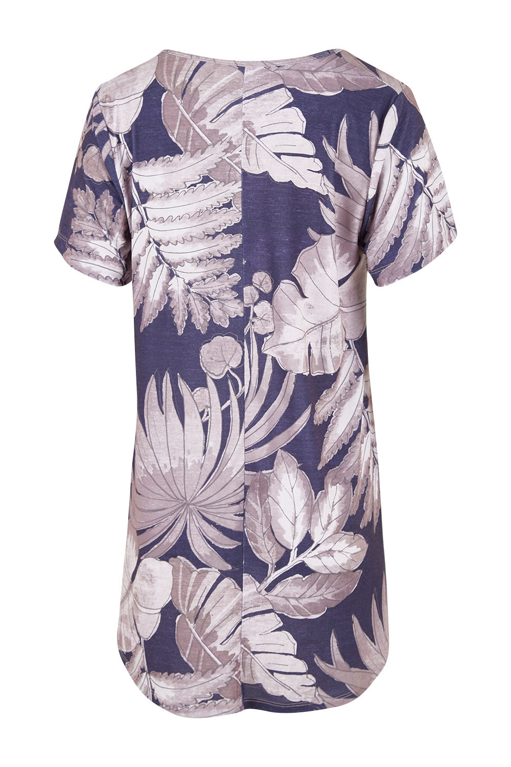 Product shot of the Belle Fern Print Top in colour Fern (Blue), from the back