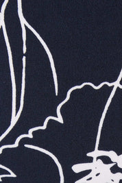 Product shot of the Belle Monoprint Side Gathers Skirt in colour Monoprint (Blue), detail