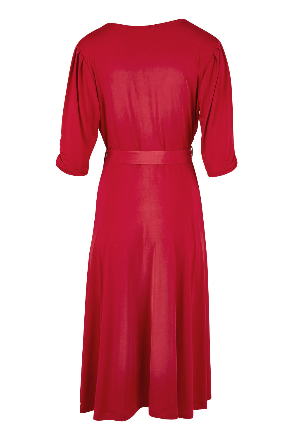 Product shot of the Belle Jersey Dress in colour Red (Red), from the back