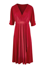 Product shot of the Belle Jersey Dress in colour Red (Red), from the front