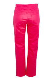 Product shot of the Belle Pull On Slim Leg Cotton Stretch  Pant in colour Fuschia (Pink), from the back