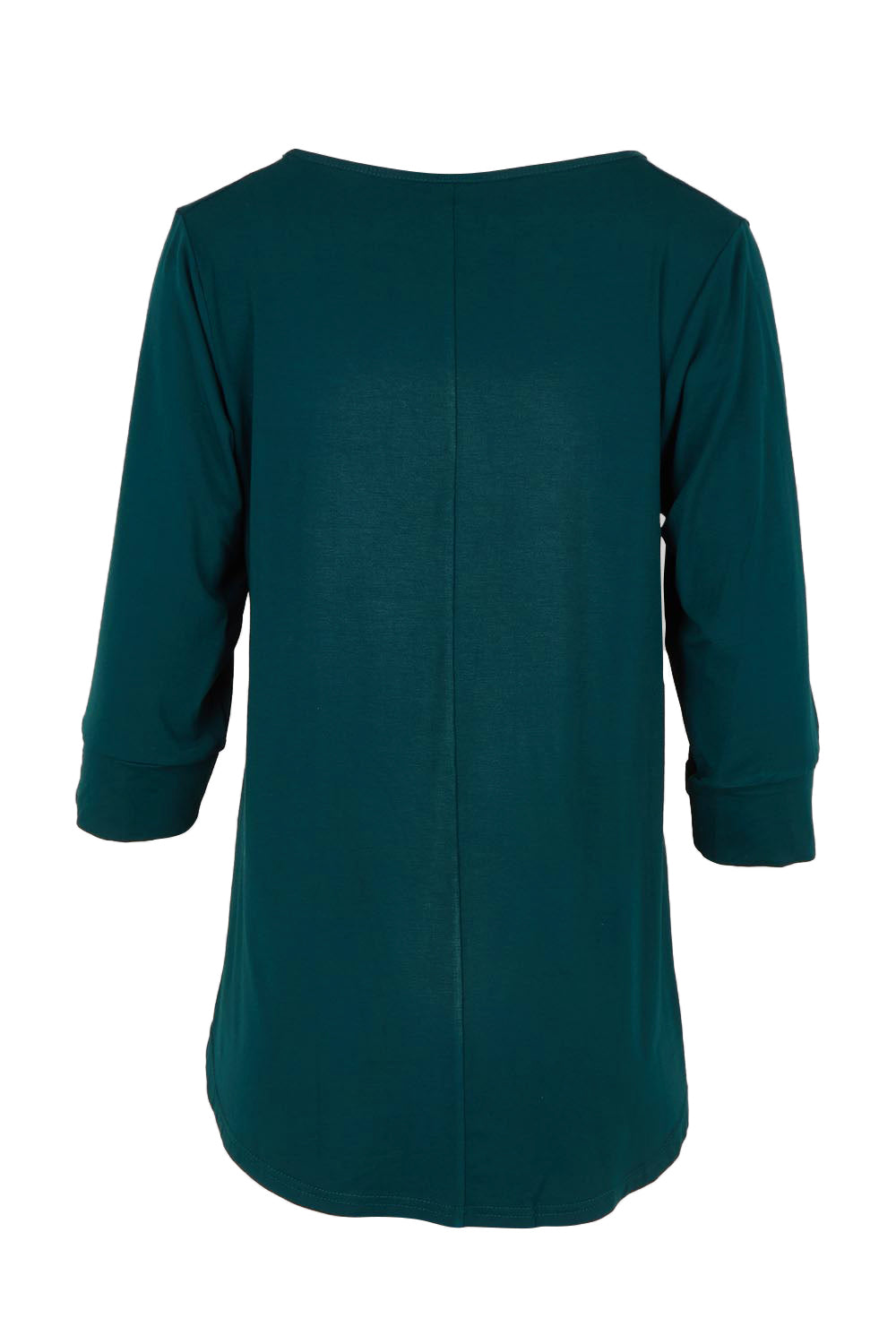 Product shot of the Belle Luxe Bamboo Spliced Tee – Deeplagoon in colour Deeplagoon, from the back