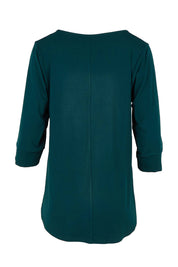 Product shot of the Belle Luxe Bamboo Spliced Tee – Deeplagoon in colour Deeplagoon, from the back