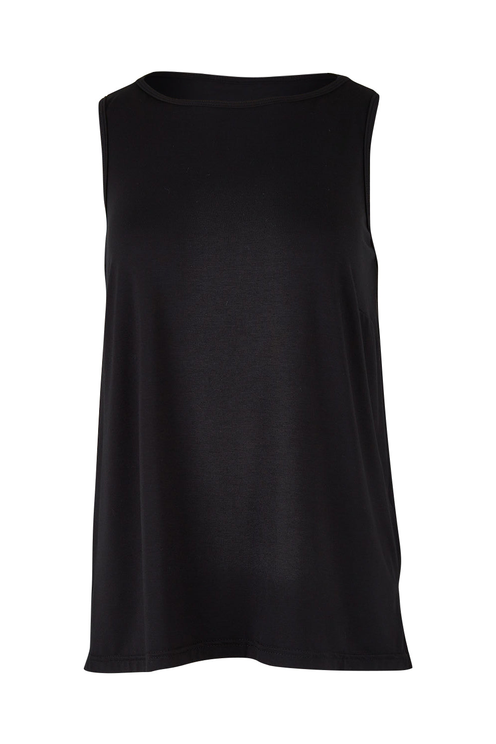 Product shot of the Belle Luxe Bamboo Tank in colour Black (Black), from the front