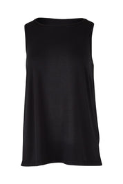 Product shot of the Belle Luxe Bamboo Tank in colour Black (Black), from the front