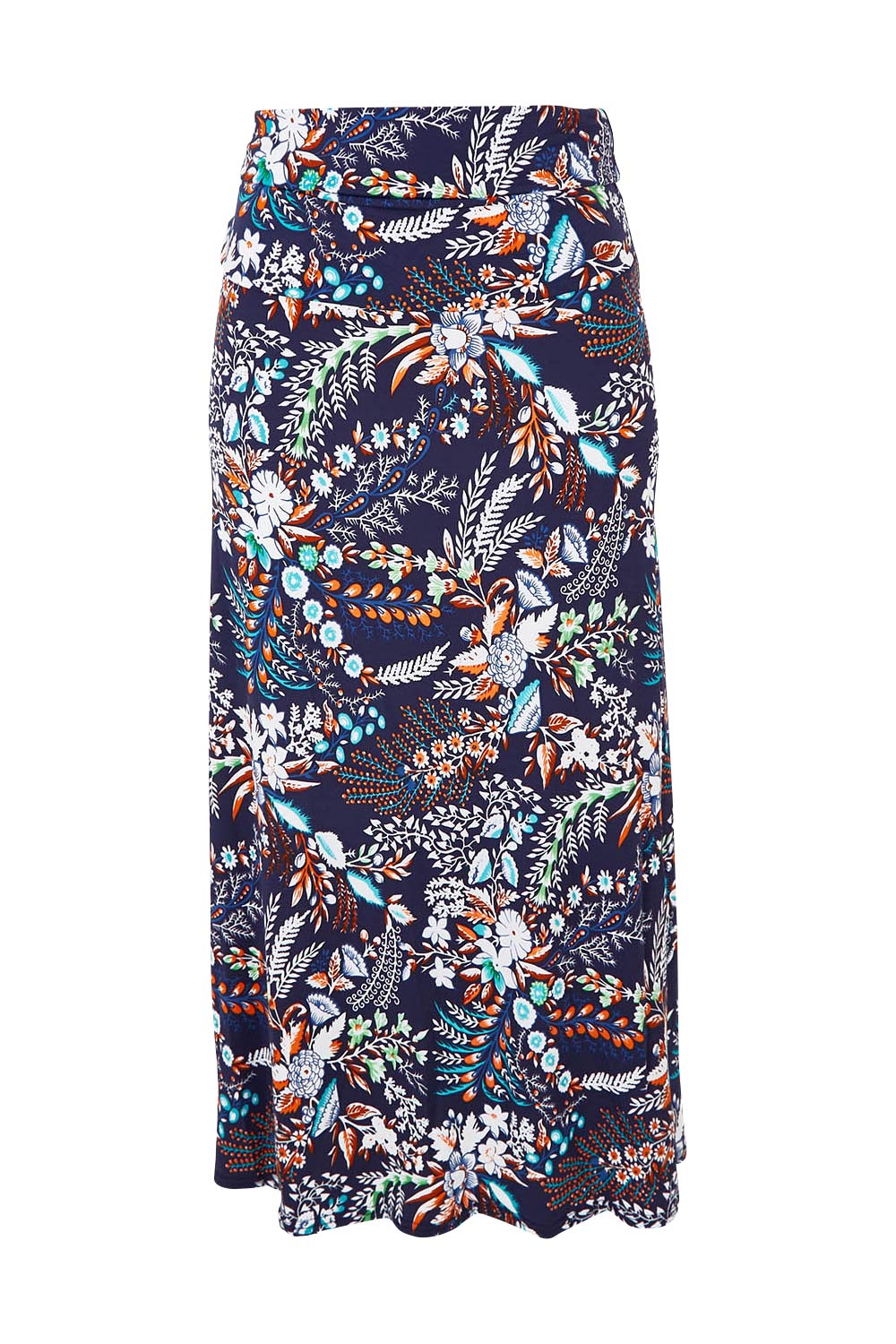 Preloved Belle Pull On Printed Skirt - Navyprint