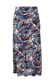 Preloved Belle Pull On Printed Skirt - Navyprint