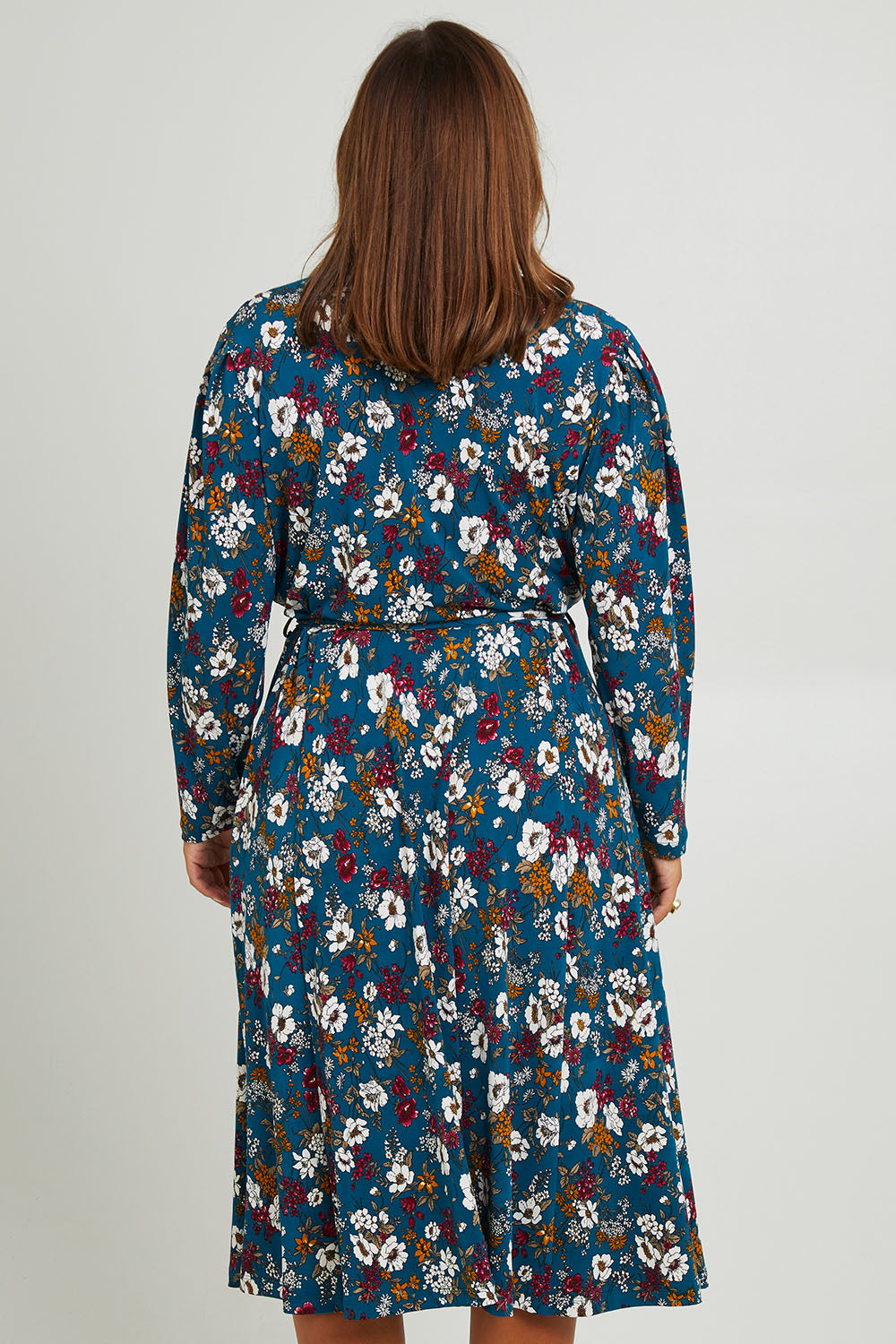 Preloved Belle Printed Faux Wrap Dress - Tealfleur