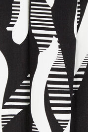 Product shot of the Belle Relaxed Long Printed Shirt in colour Blackivory (Black), detail