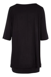 Product shot of the Belle Half Sleeve Forgiver Tunic in colour Black (Black), from the back