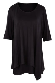 Product shot of the Belle Half Sleeve Forgiver Tunic in colour Black (Black), from the front