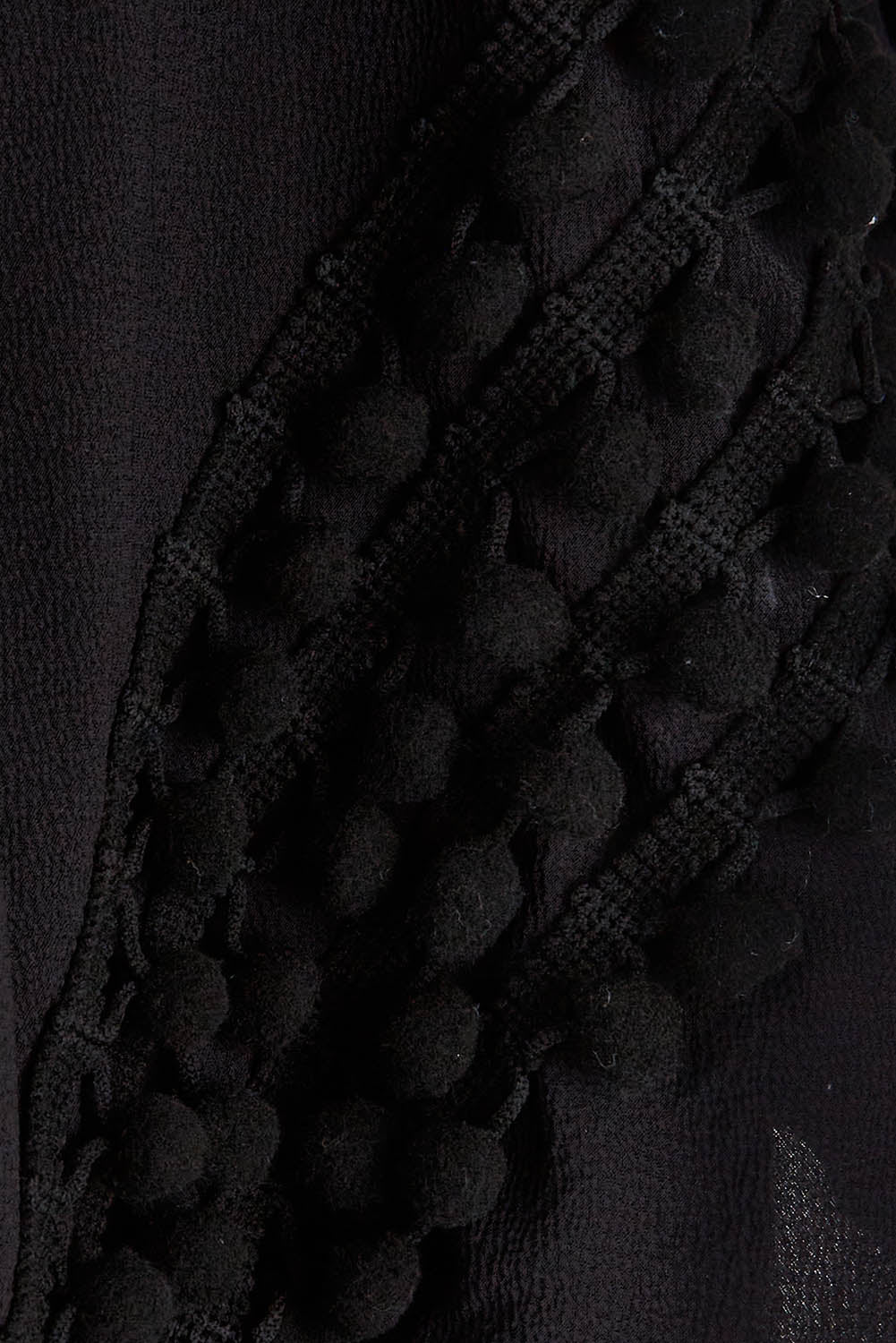 Product shot of the Belle Chiffon Bubble Detail Top w/Cami in colour Black (Black), detail