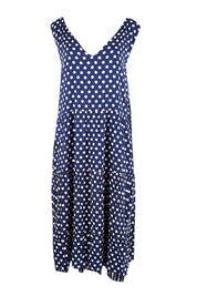 Product shot of the Belle V Neck Reversible Dress in colour Navywhite (Blue), detail