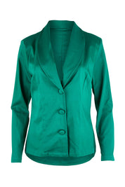 Product shot of the Belle Stretch Classic Blazer in colour Teal (Green), from the front