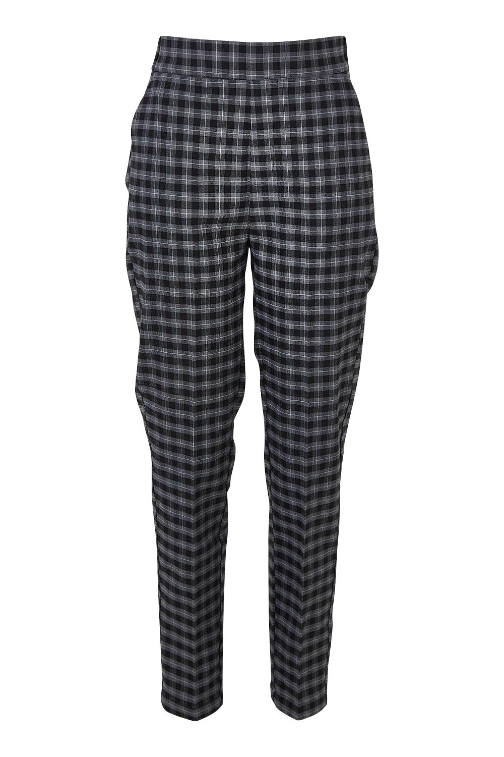 Product shot of the Belle Check Pull on Pant in colour Blackwhite (Black), from the front