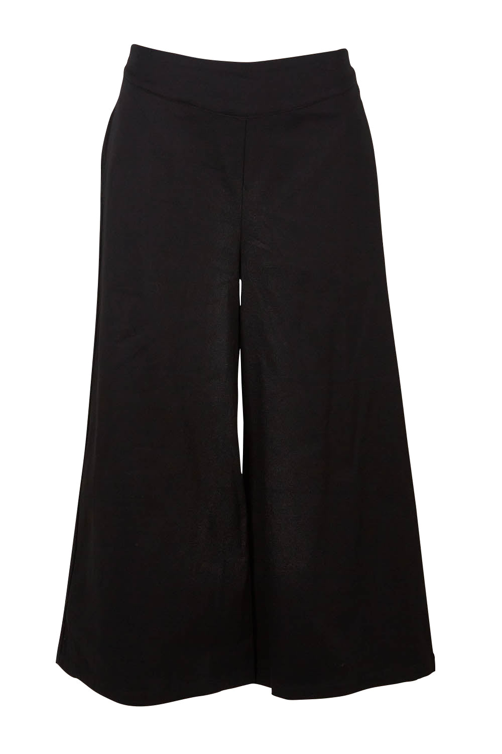 Product shot of the Belle Cotton Sateen Culottes in colour Black (Black), from the front