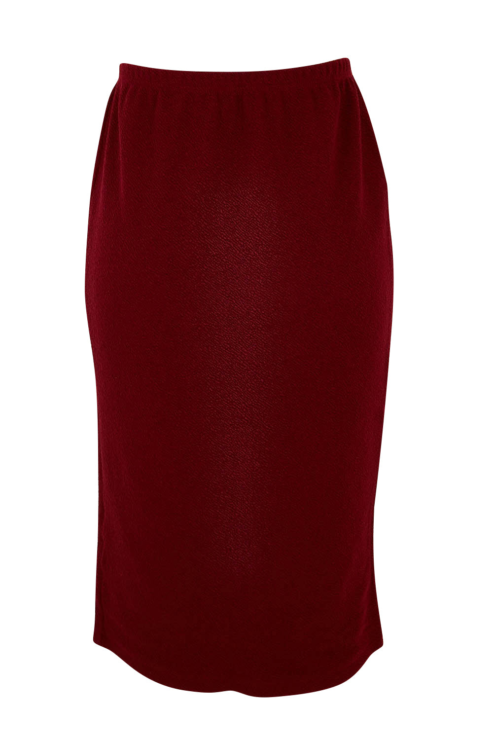 Product shot of the Belle Textured Pull On Skirt in colour Cranberry (Red), from the back