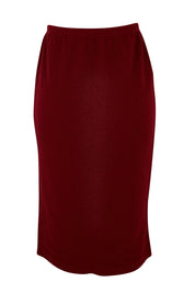 Product shot of the Belle Textured Pull On Skirt in colour Cranberry (Red), from the back