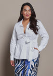 Belle Tie Waist Cotton Shirt - White