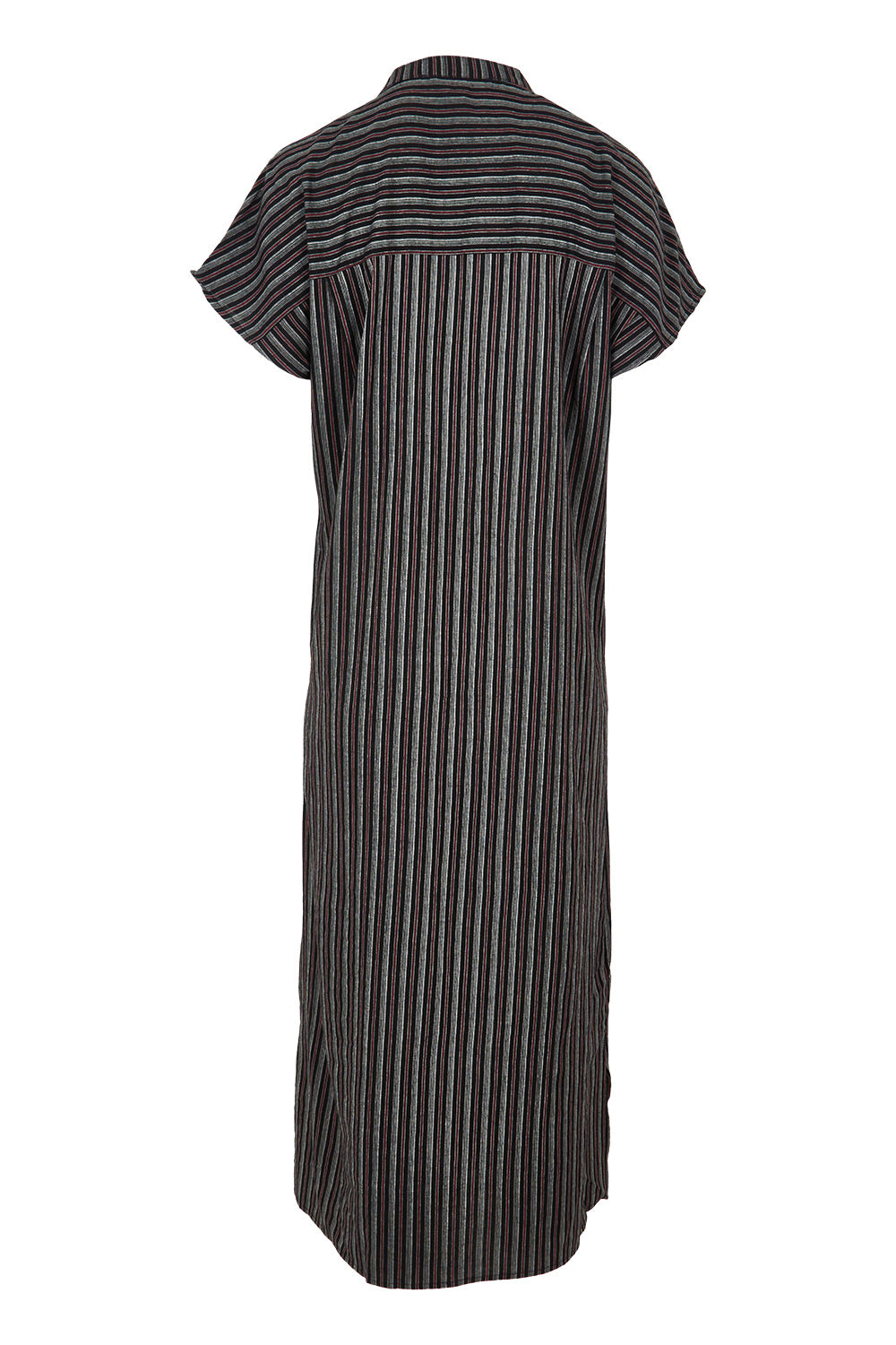 Product shot of the Belle Striped Cotton Shirtmaker Dress in colour Blackred (Black), from the back
