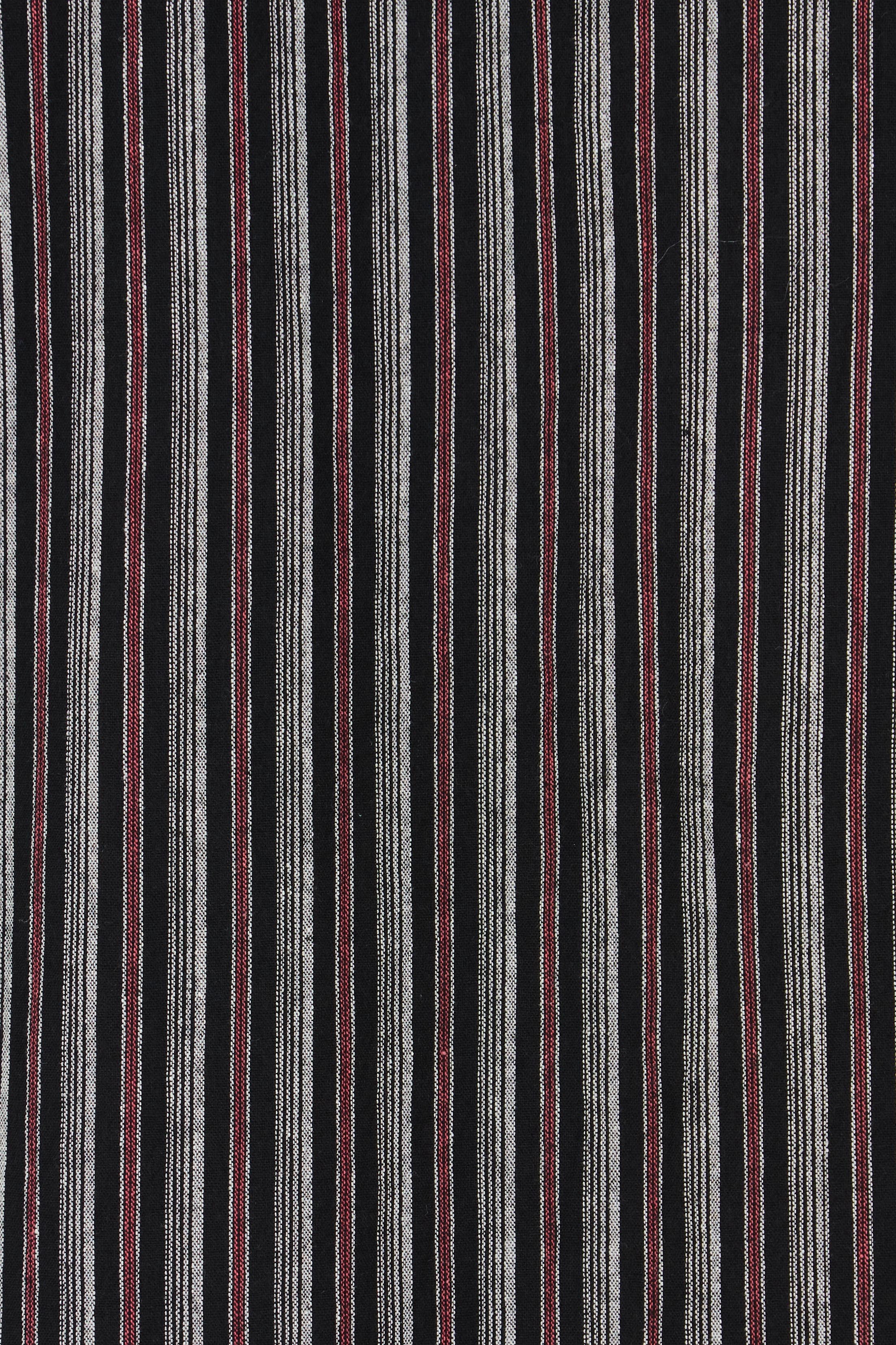 Product shot of the Belle Striped Cotton Shirtmaker Dress in colour Blackred (Black), detail