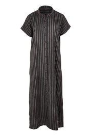 Product shot of the Belle Striped Cotton Shirtmaker Dress in colour Blackred (Black), from the front