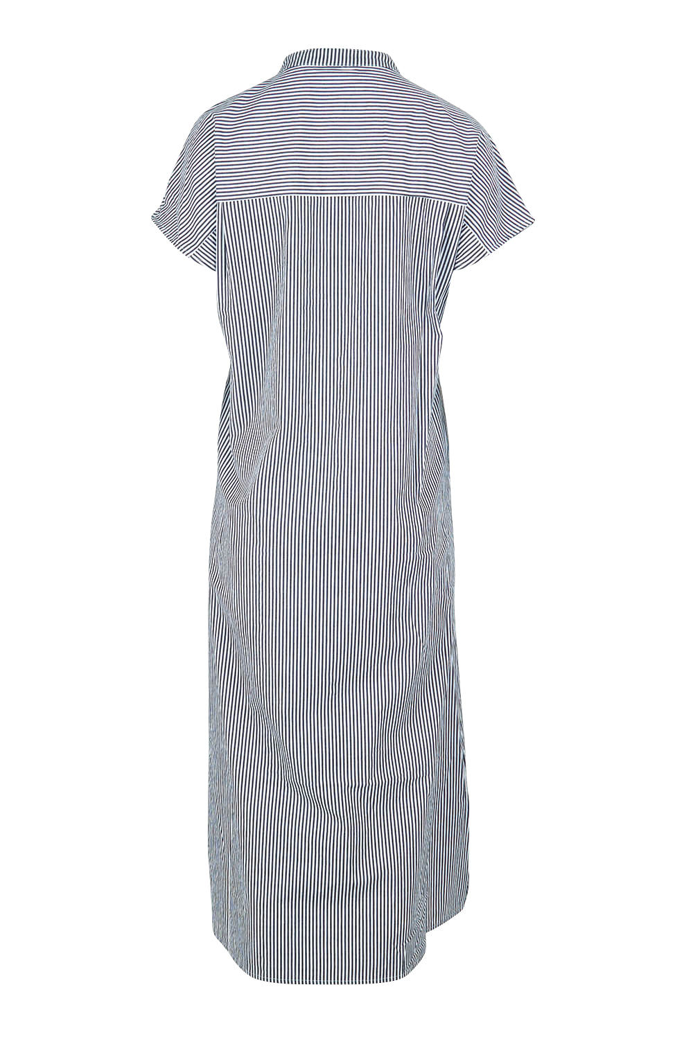 Product shot of the Belle Striped Cotton Shirtmaker Dress in colour Blackwhite (Black), from the back