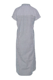 Product shot of the Belle Striped Cotton Shirtmaker Dress in colour Blackwhite (Black), from the back