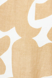 Product shot of the Belle Printed Cotton Wide Leg Pant in colour Croissant, detail