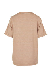 Product shot of the Belle Striped Relaxed Fit Tee in colour Tanwhite, from the back
