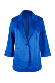 Product shot of the Belle Cotton Comfort Blazer in colour Frenchblue (Blue), from the front